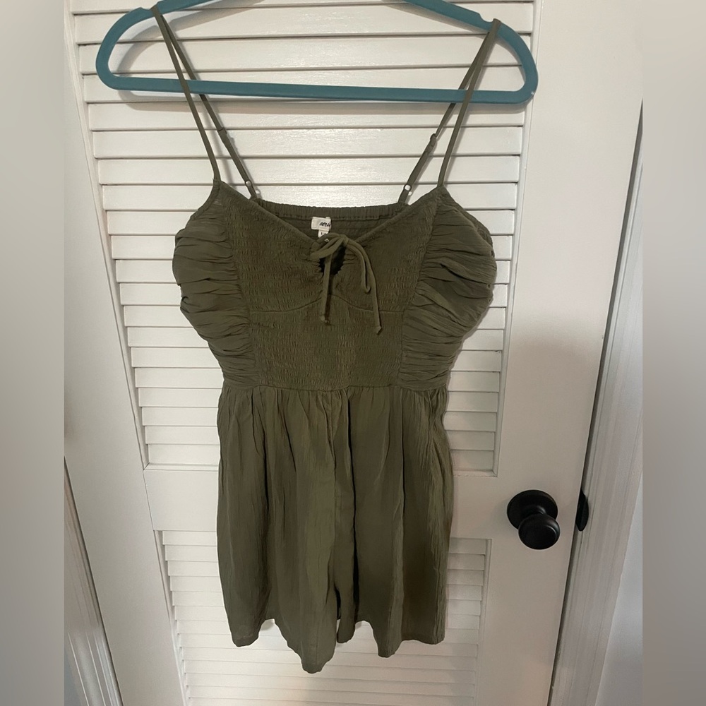 Sage green aerie romper with pockets